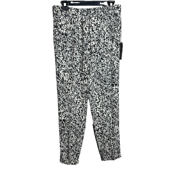 NWT Eva Mendes Womens Ankle Trouser Pants Elastic Waist Small Black White - Picture 1 of 6